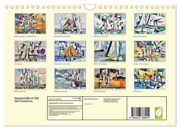 Produktbild: Segelschiffe im Stil des Kubismus (Wandkalender 2027 DIN A4 quer), CALVENDO Monatskalender