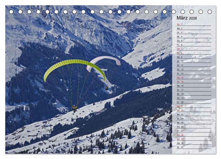 Produktbild: Gleitschirmfliegen in den Tuxer Alpen (Tischkalender 2026 DIN A5 quer), CALVENDO Monatskalender