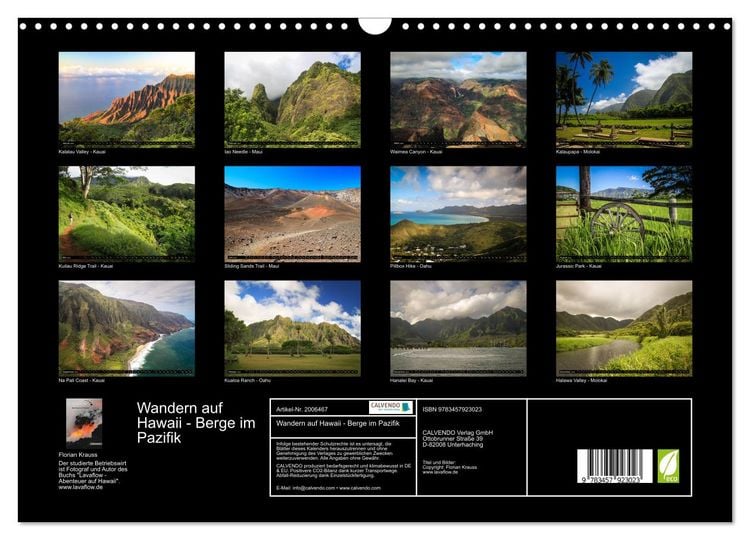 Produktbild: Wandern auf Hawaii - Berge im Pazifik (Wandkalender 2026 DIN A3 quer), CALVENDO Monatskalender