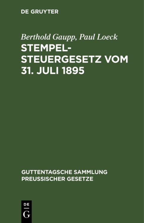 Produktbild: Stempelsteuergesetz vom 31. Juli 1895