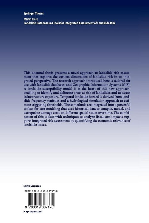 Produktbild: Landslide Databases as Tools for Integrated Assessment of Landslide Risk