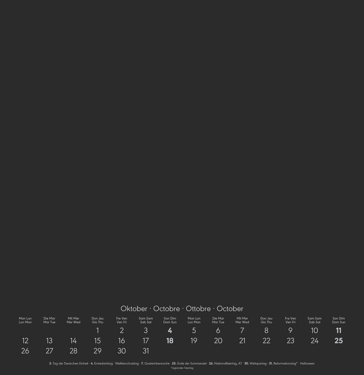 Produktbild: Kreativ-Kalender schwarz 2026 - 32 x 33 - Foto, Malen, Basteln - datiert - Kreativkalender - Foto-Kalender - Alpha Edition