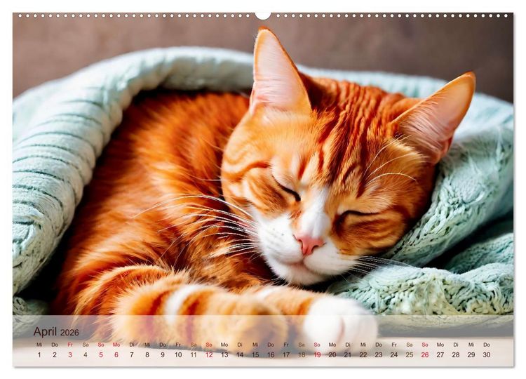 Produktbild: Rote Katzen (hochwertiger Premium Wandkalender 2026 DIN A2 quer), Kunstdruck in Hochglanz