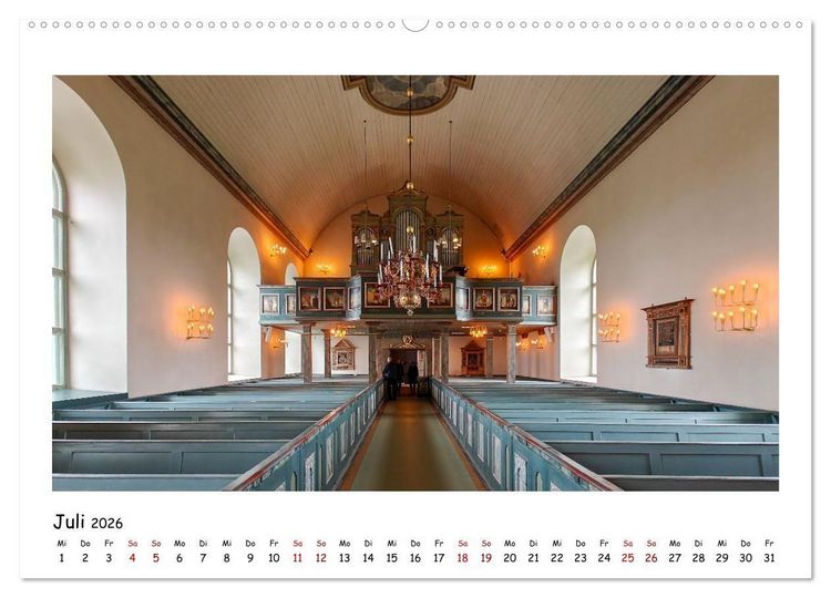 Produktbild: Schwedische Kirchen auf dem St.Olavsweg (hochwertiger Premium Wandkalender 2026 DIN A2 quer), Kunstdruck in Hochglanz
