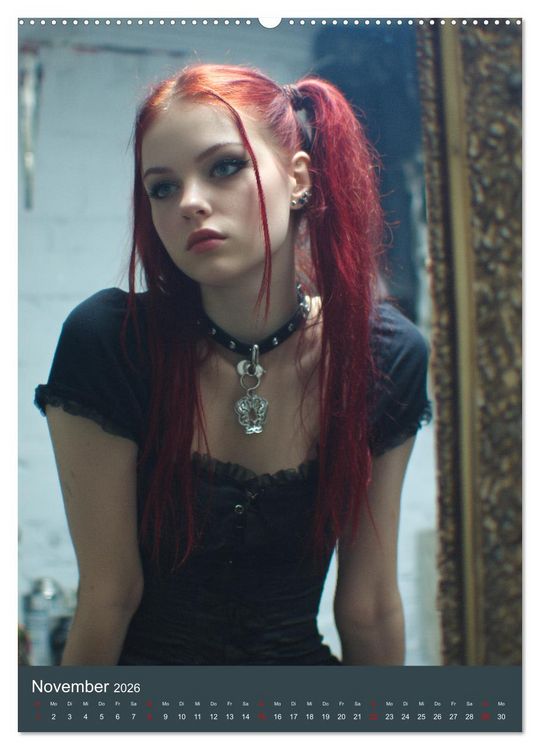 Produktbild: Gothic Girls - d&uuml;stere Frauen in schwarzer Gothic-Kleidung (hochwertiger Premium Wandkalender 2026 DIN A2 hoch), Kunstdruck in Hochglanz