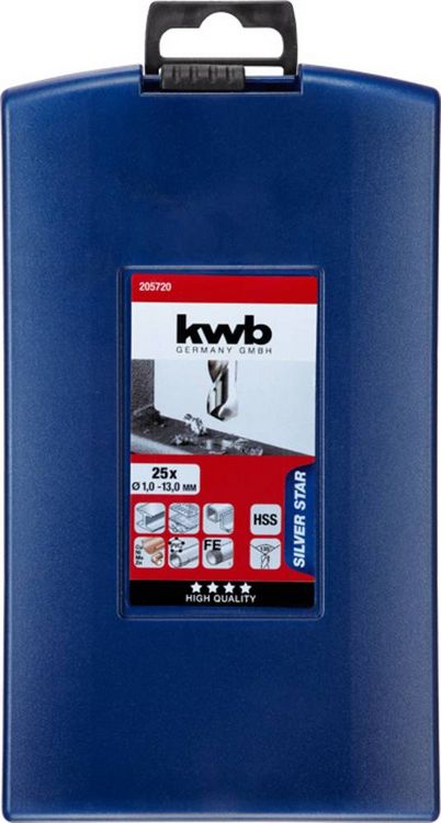 Produktbild: Kwb 205720 HSS Metall-Spiralbohrer-Set 25teilig 1 mm, 1.5 mm, 2 mm, 2.5 mm, 3 mm, 3.5 mm, 4 mm, 4.5 mm, 5 mm, 5.5 mm, 6 mm, 6.5