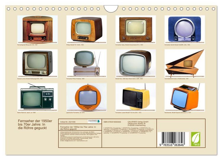 Produktbild: Fernseher der 1950er bis 70er Jahre: In die R&ouml;hre geguckt (Wandkalender 2026 DIN A4 quer), CALVENDO Monatskalender