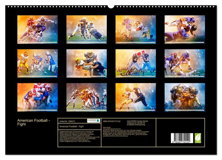 Produktbild: American Football - Fight (hochwertiger Premium Wandkalender 2026 DIN A2 quer), Kunstdruck in Hochglanz