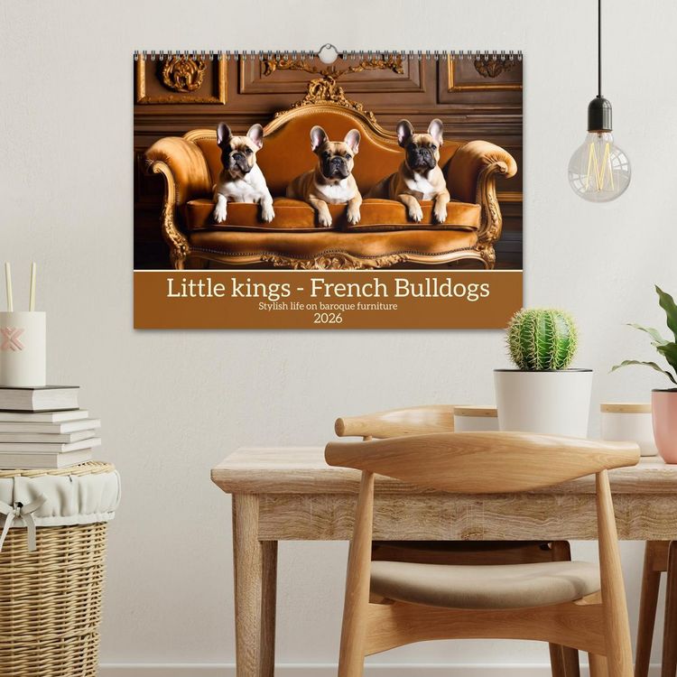 Produktbild: Little kings - French Bulldogs (Wall Calendar 2026 DIN A3 landscape), CALVENDO 12 Month Wall Calendar