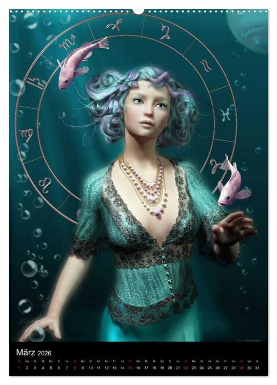 Produktbild: Unter Sternen geboren - Fantasy Tierkreis im Zeichen der Frau (Wandkalender 2026 DIN A2 hoch), CALVENDO Monatskalender