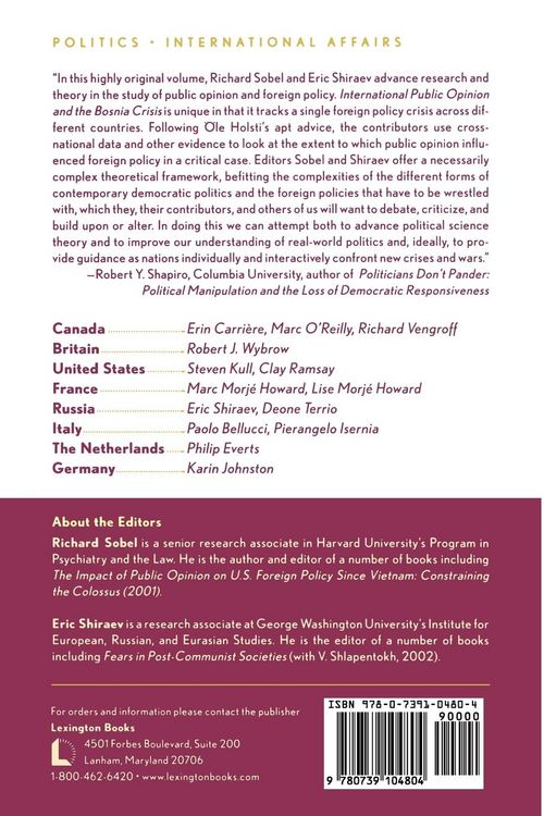Produktbild: International Public Opinion and the Bosnia Crisis