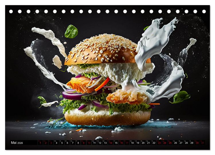 Produktbild: Burgerfood (Tischkalender 2026 DIN A5 quer), CALVENDO Monatskalender