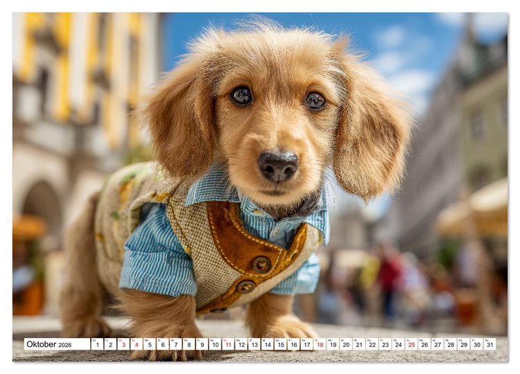 Produktbild: Dackel auf gro&szlig;er Tour - S&uuml;&szlig;e Hunde entdecken die Welt (Wandkalender 2026 DIN A4 quer), CALVENDO Monatskalender