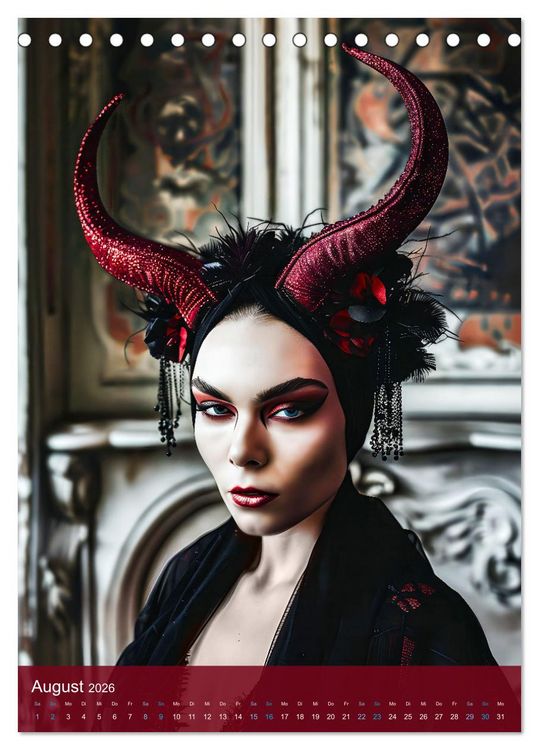 Produktbild: Teuflische Gothics - Gothic, Girls und H&ouml;rner (Tischkalender 2026 DIN A5 hoch), CALVENDO Monatskalender