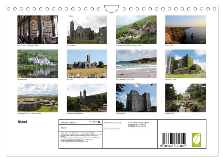 Produktbild: Irland (Wandkalender 2026 DIN A4 quer), CALVENDO Monatskalender