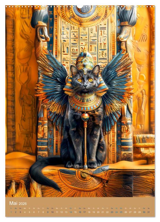 Produktbild: &Auml;gyptens Katzen - G&ouml;ttliche Eleganz im Stile der Pharaonen (hochwertiger Premium Wandkalender 2026 DIN A2 hoch), Kunstdruck in Hochglanz
