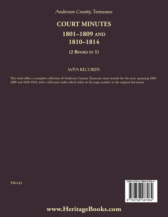 Produktbild: Anderson County, Tennessee Court Minutes, 1801-1809 and 1810-1814 (2 books in 1)