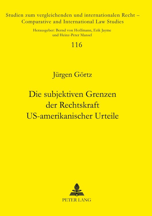 Produktbild: Die subjektiven Grenzen der Rechtskraft US-amerikanischer Urteile