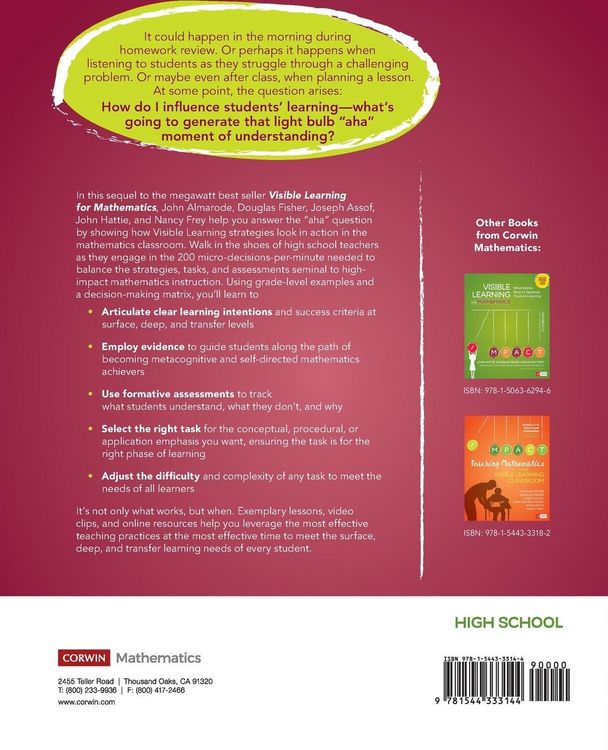 Produktbild: Teaching Mathematics in the Visible Learning Classroom, High School