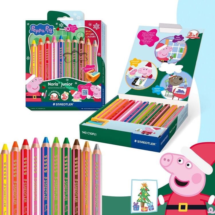 Produktbild: STAEDTLER Farbstifte Buntstift Noris junior Peppa 10er Set + Spitzer, Weihnachten