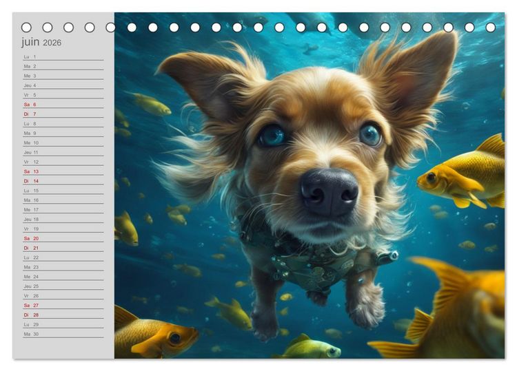 Produktbild: Chiens : les nageurs intr&eacute;pides (Calendrier de bureau 2026 DIN A5 vertical), CALVENDO calendrier mensuel