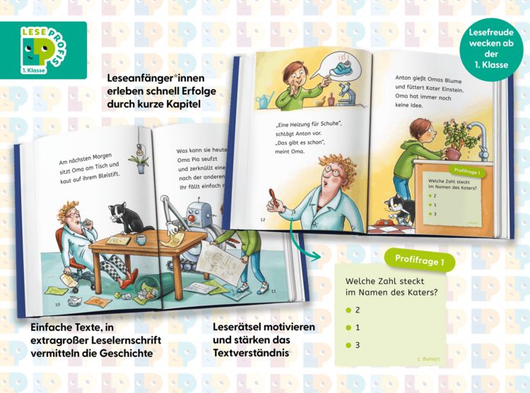 Produktbild: Leseprofis &ndash; Die total verr&uuml;ckte Schrumpf-Maschine, 1. Klasse