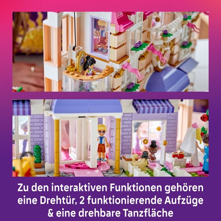 Produktbild: LEGO Friends 42704 Das Grandhotel von Heartlake City, Spielset mit 6 Spielfiguren und 2 Katzen