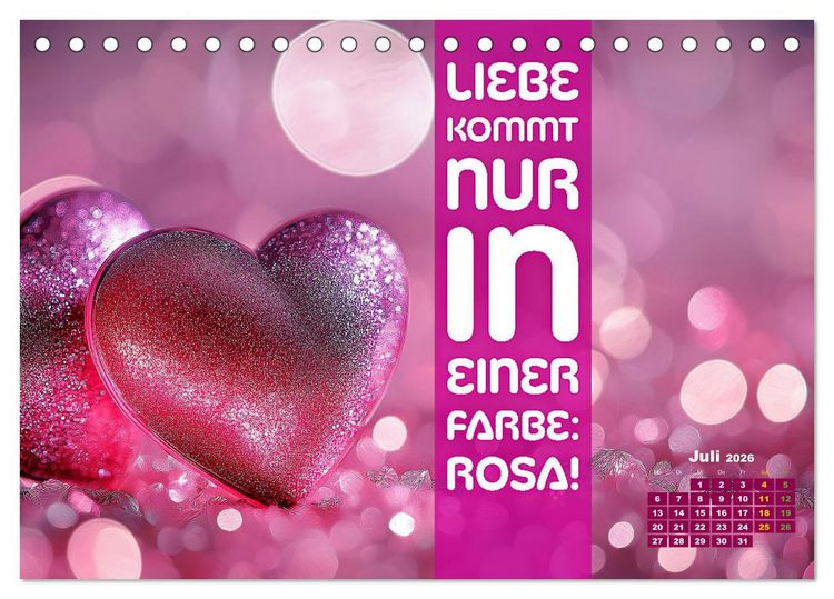 Produktbild: Lieblingsfarbe Rosa - mit coolen Spr&uuml;chen (Tischkalender 2026 DIN A5 quer), CALVENDO Monatskalender