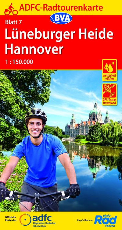 Produktbild: ADFC-Radtourenkarte 7 L&uuml;neburger Heide /Hannover 1:150.000, rei&szlig;- und wetterfest, E-Bike geeignet, GPS-Tracks Download