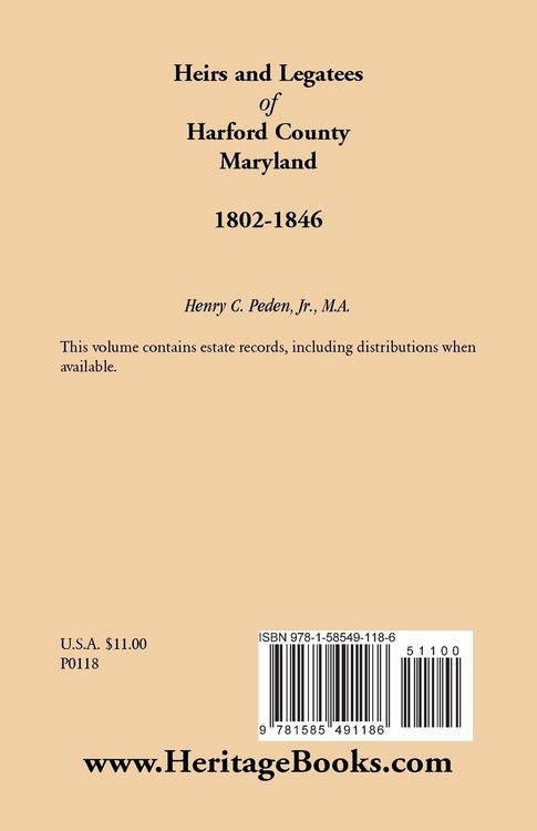 Produktbild: Heirs and Legatees of Harford County, Maryland, 1802-1846