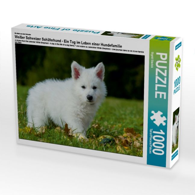Produktbild: CALVENDO Puzzle Ein Motiv aus dem Kalender Wei&szlig;er Schweizer Sch&auml;ferhund - Ein Tag im Leben einer Hundefamilie | 1000 Teile Lege-Gr&ouml;&szlig;e 64x48cm Foto-Puzzle f&uuml;r gl&uuml;ckliche Stunden
