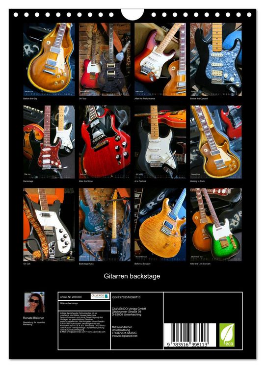 Produktbild: Gitarren backstage (Wandkalender 2026 DIN A4 hoch), CALVENDO Monatskalender