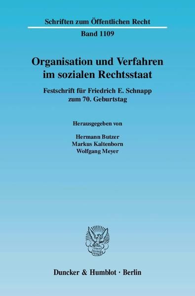 Produktbild: Organisation und Verfahren im sozialen Rechtsstaat.