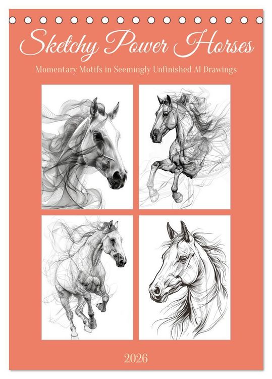 Produktbild: Sketchy Power Horses (Desk Calendar 2026 DIN A5 portrait), CALVENDO 12 Month DeskCalendar
