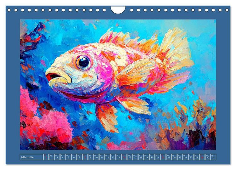 Produktbild: Bunte Fische im &Ouml;lgem&auml;lde-Stil. Zuhause in den Meerestiefen (Wandkalender 2026 DIN A4 quer), CALVENDO Monatskalender