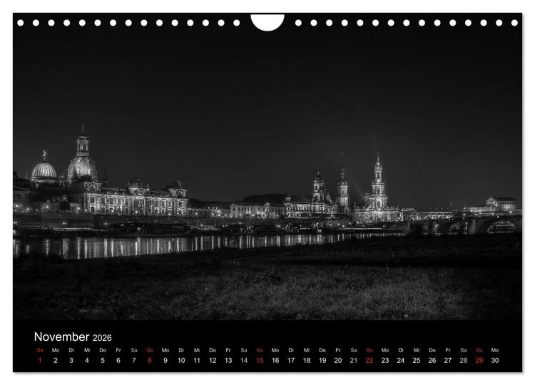 Produktbild: Dresden - Elbflorenz bei Nacht (Wandkalender 2026 DIN A4 quer), CALVENDO Monatskalender