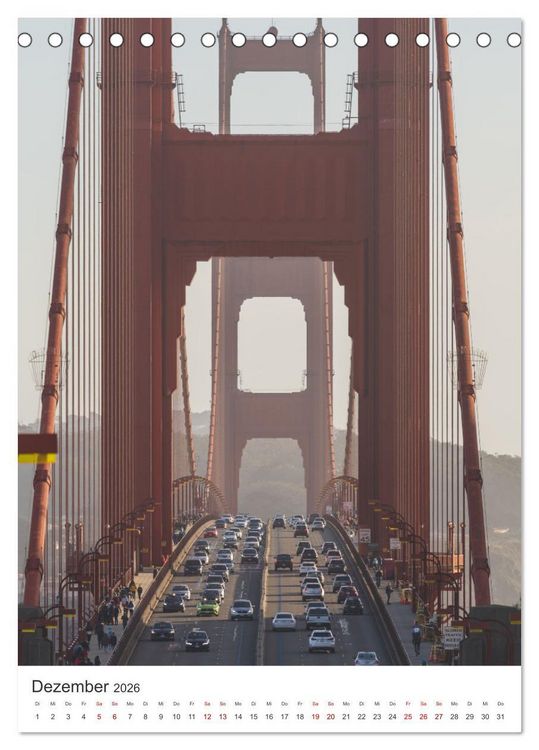 Produktbild: San Francisco - Cable Cars, Golden Gate Bridge und Lombard Street (Tischkalender 2026 DIN A5 hoch), CALVENDO Monatskalender