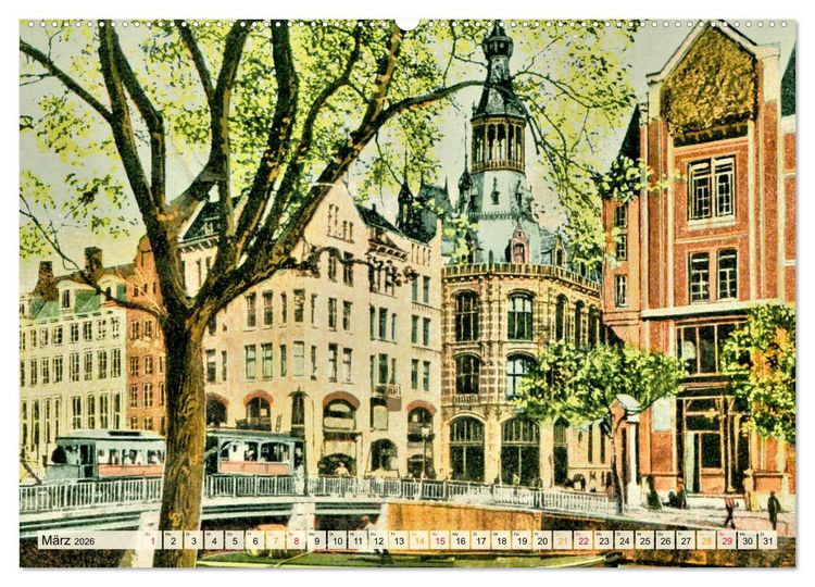 Produktbild: Amsterdam um 1900 (hochwertiger Premium Wandkalender 2026 DIN A2 quer), Kunstdruck in Hochglanz