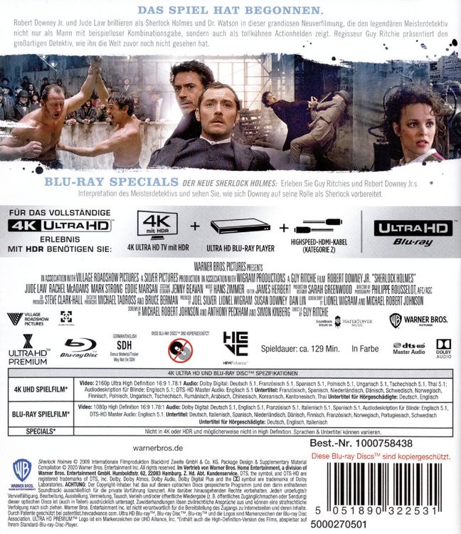 Produktbild: Sherlock Holmes (4K Ultra HD) (+ Blu-ray 2D)