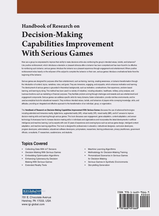 Produktbild: Handbook of Research on Decision-Making Capabilities Improvement With Serious Games
