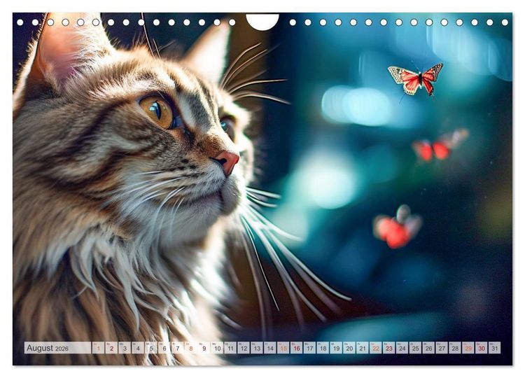 Produktbild: Die Katze und der Schmetterling (Wandkalender 2026 DIN A4 quer), CALVENDO Monatskalender