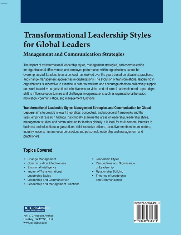 Produktbild: Transformational Leadership Styles for Global Leaders