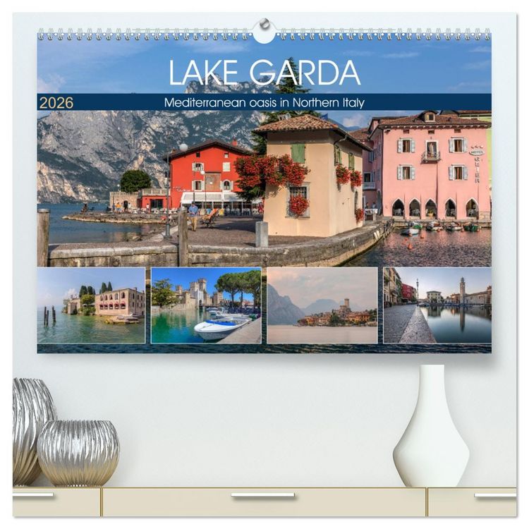 Produktbild: Lake Garda Mediterranean oasis in Northern Italy (High Quality Premium Wall Calendar 2026 DIN A2 landscape),CALVENDO 12 Month Wall Calendar