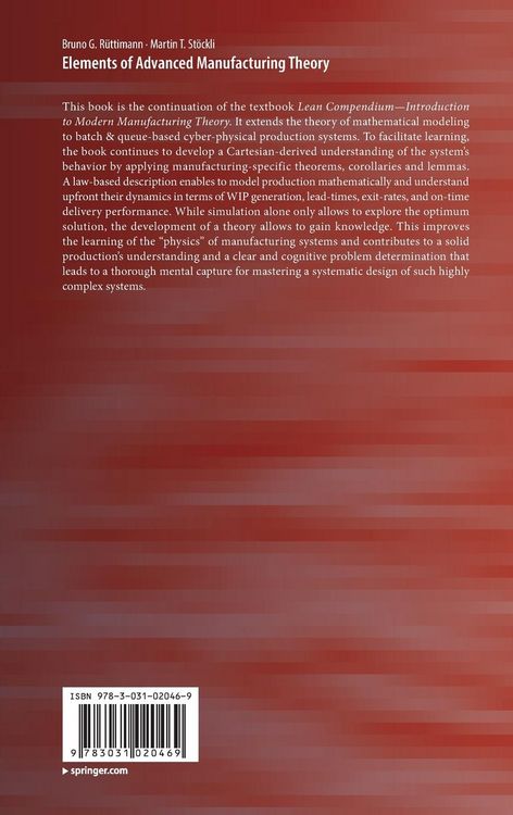 Produktbild: Elements of Advanced Manufacturing Theory