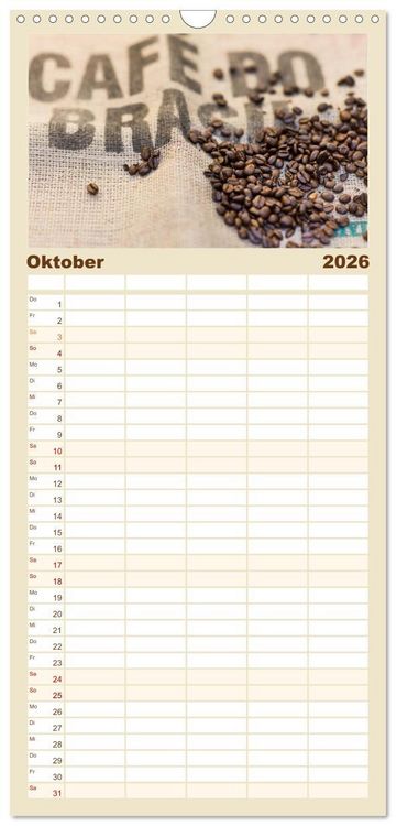 Produktbild: Familienplaner 2026 - Brot & Kaffee Impressionen 2026 mit 5 Spalten (Wandkalender, 21 x 45 cm) CALVENDO