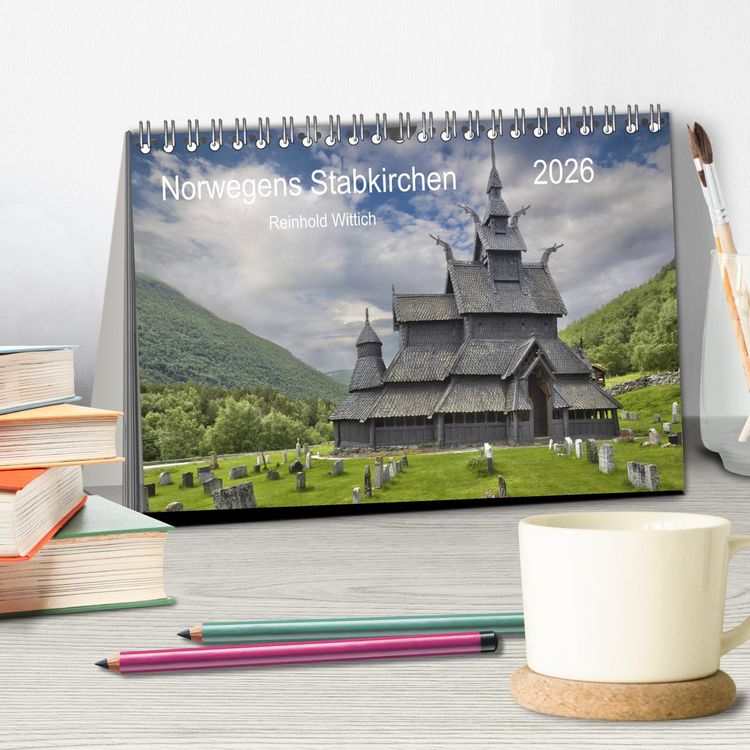 Produktbild: Norwegens Stabkirchen (Tischkalender 2026 DIN A5 quer), CALVENDO Monatskalender