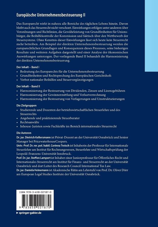 Produktbild: Europäische Unternehmensbesteuerung II
