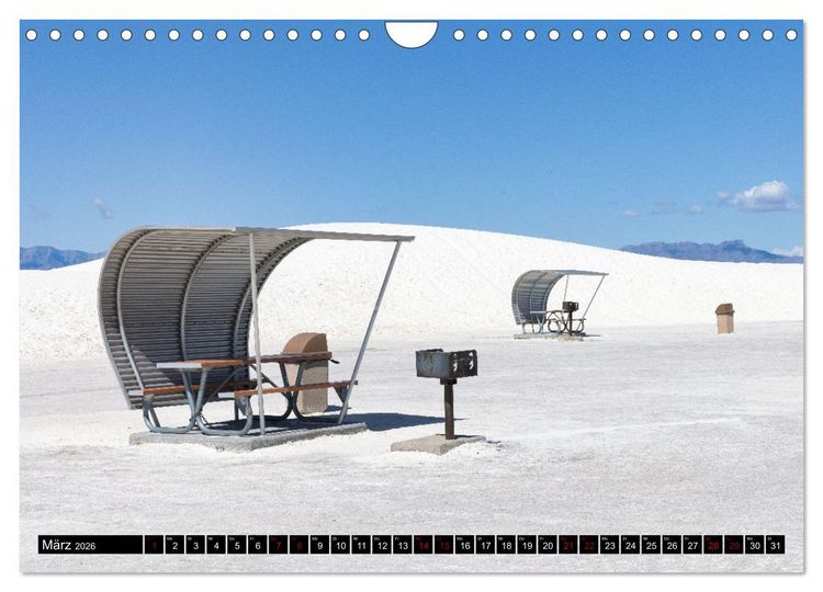 Produktbild: Wei&szlig;e Wunderwelten - White Sands National Monument (Wandkalender 2026 DIN A4 quer), CALVENDO Monatskalender