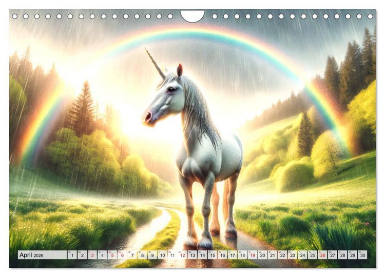 Produktbild: Mystische Einh&ouml;rner - Jahreszeiten im Einhornland (Wandkalender 2026 DIN A4 quer), CALVENDO Monatskalender