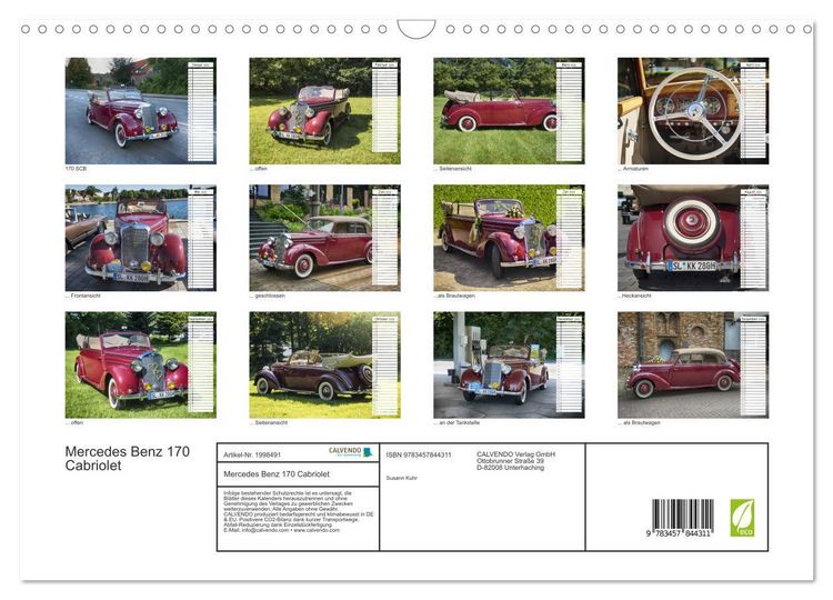 Produktbild: Mercedes Benz 170 Cabriolet (Wandkalender 2026 DIN A3 quer), CALVENDO Monatskalender